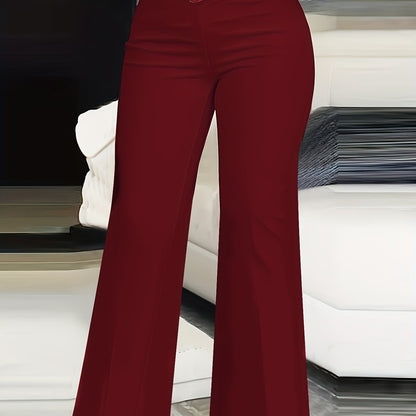 gbolsos  Solid Color Bootcut Pants, Elegant High Waist Pants, Women's Clothing