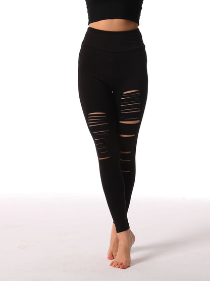 gbolsos  Women's Black Skinny Ripped Yoga Pants for Sports and Fitness - Comfortable and Stylish