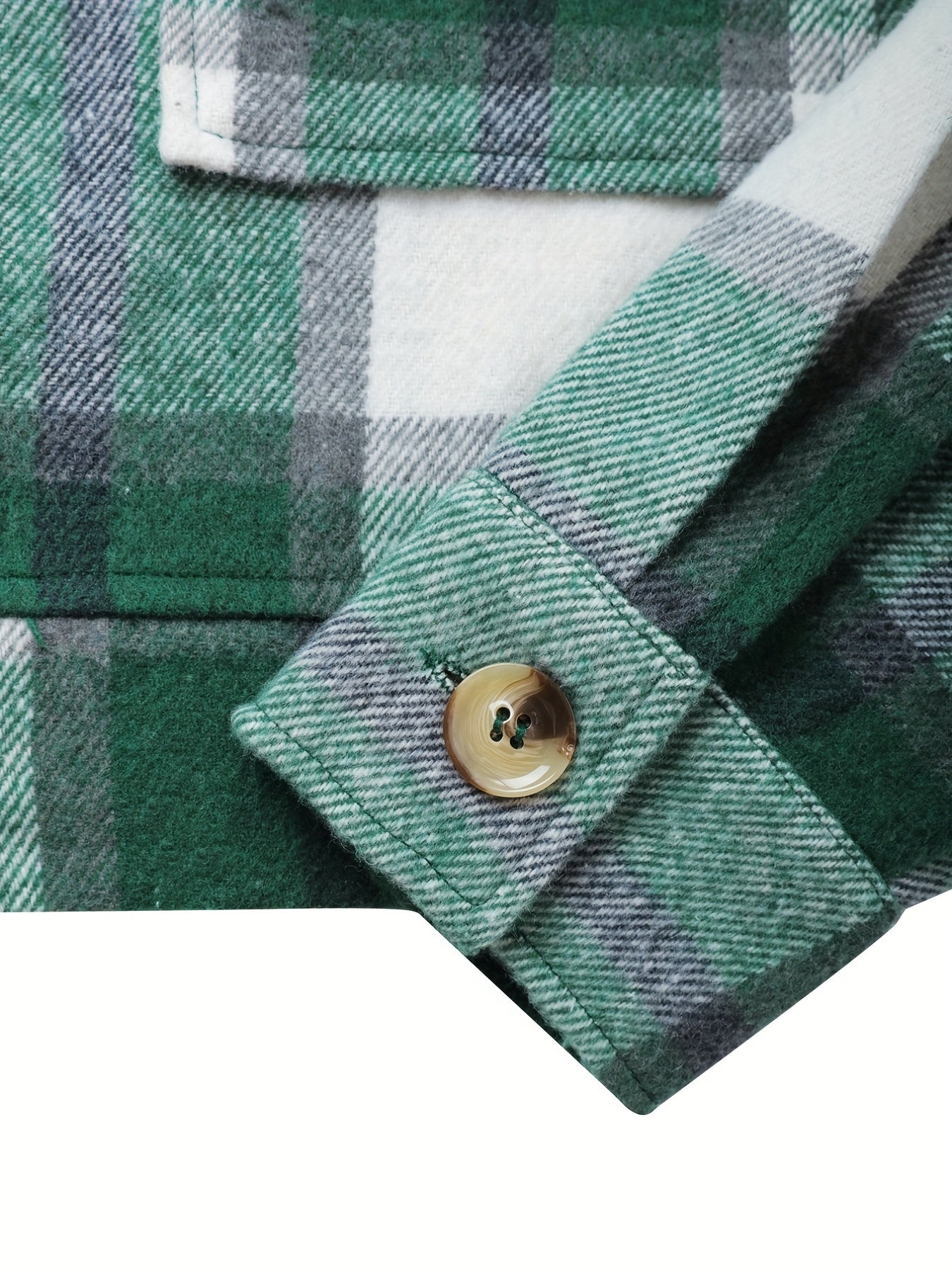 gbolsos  Plaid Print Button Front Jacket, Casual Long Sleeve Outerwear With Pocket, Women's Clothing