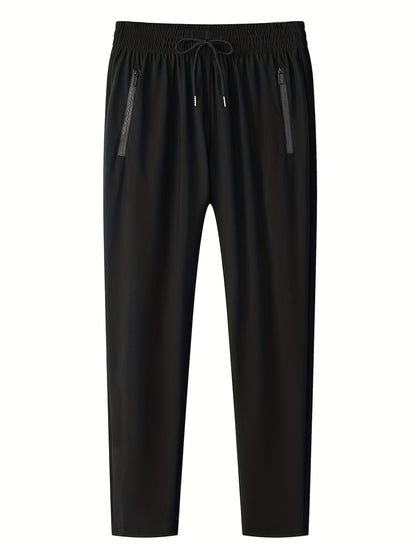 gbolsos Classic Design Lightweight Breathable Joggers, Men's Casual Loose Fit High Stretch Waist Drawstring Pants For Spring Summer