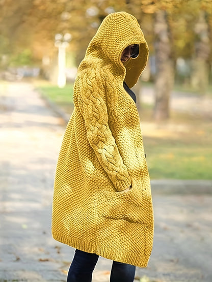 2025 gbolsos  Solid Button Front Hooded Cardigan, Casual Long Sleeve Sweater For Fall & Winter, Women's Clothing