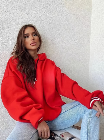 gbolsos  USA Print Drawstring Hoodie, Casual Long Sleeve Oversized Hoodies Sweatshirt, Women's Clothing
