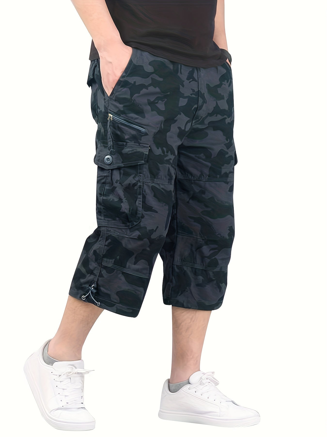 gbolsos Street Style Men's Casual Cargo Capris Jeans With Pocket, Men's Outfits