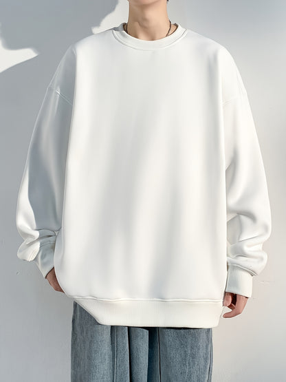 gbolsos Men's Crew Neck Sweatshirt Pullover For Men Solid Sweatshirts For Spring Fall Long Sleeve Tops