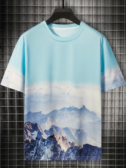 gbolsos   Wash Painting Pattern, Men's Quick-drying T-shirt, Stretch Loose Tees For Running, Gym Training