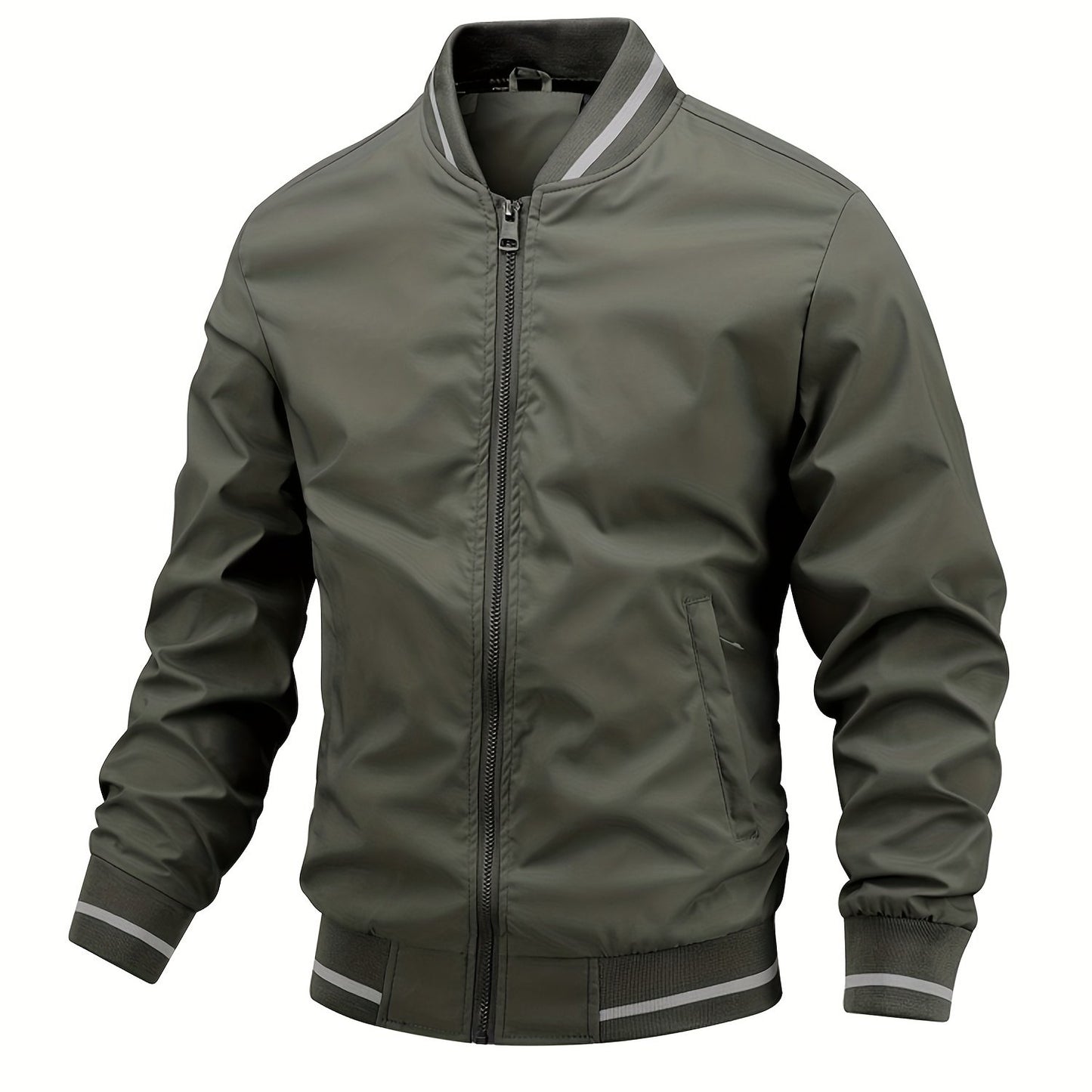 gbolsos  Men's Casual Zipper Long Sleeve Stand Collar Pockets Jackets For Fall & Winter