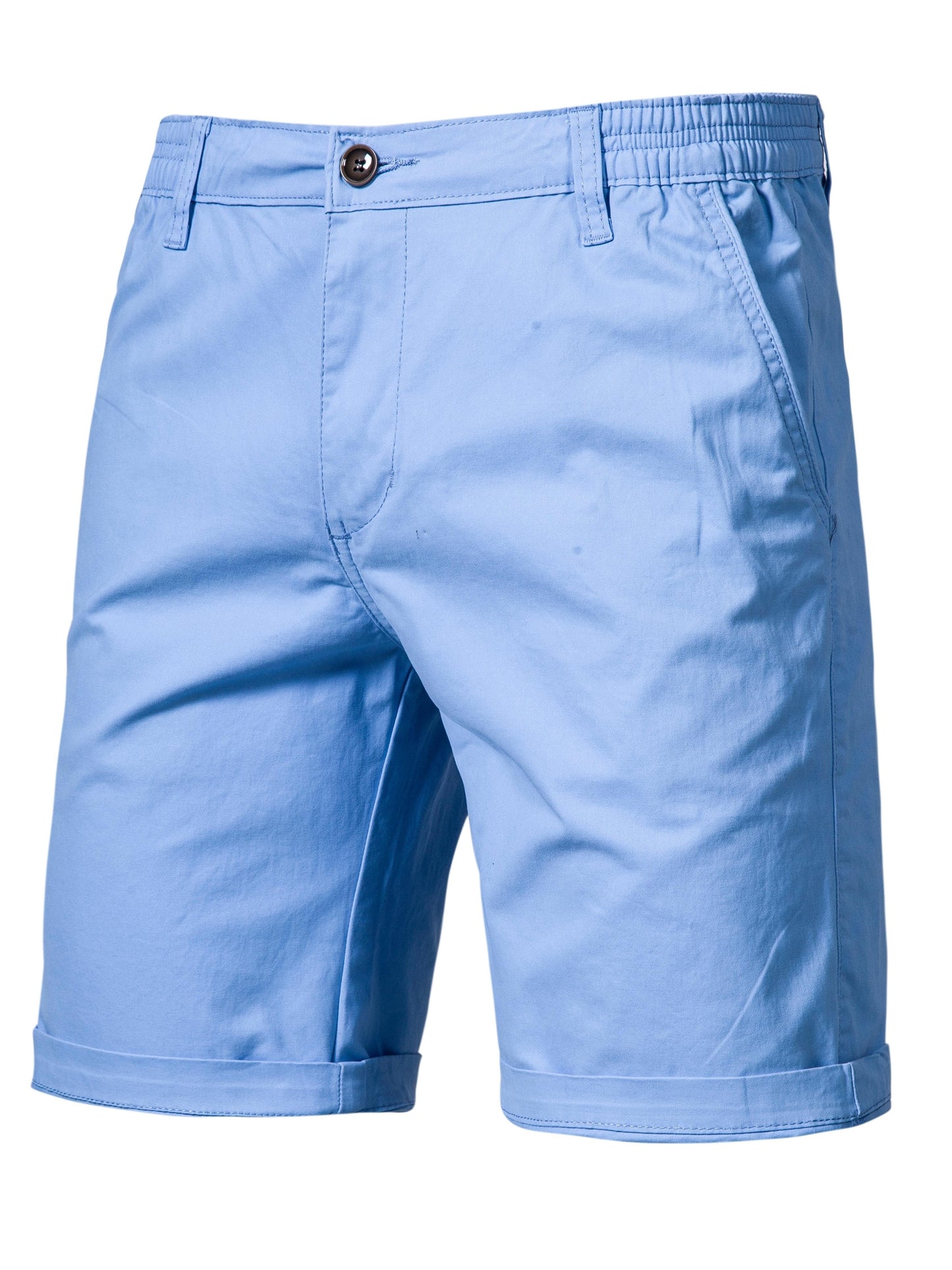 gbolsos   Men's Classic Fit Cotton Twill Flat Front Solid Chino Short With Slant Pockets And Elastic Waist