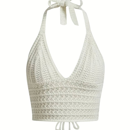 gbolsos   Y2K Crop Sweater Bralette, Halter Neck Casual Sweater, Women's Clothing