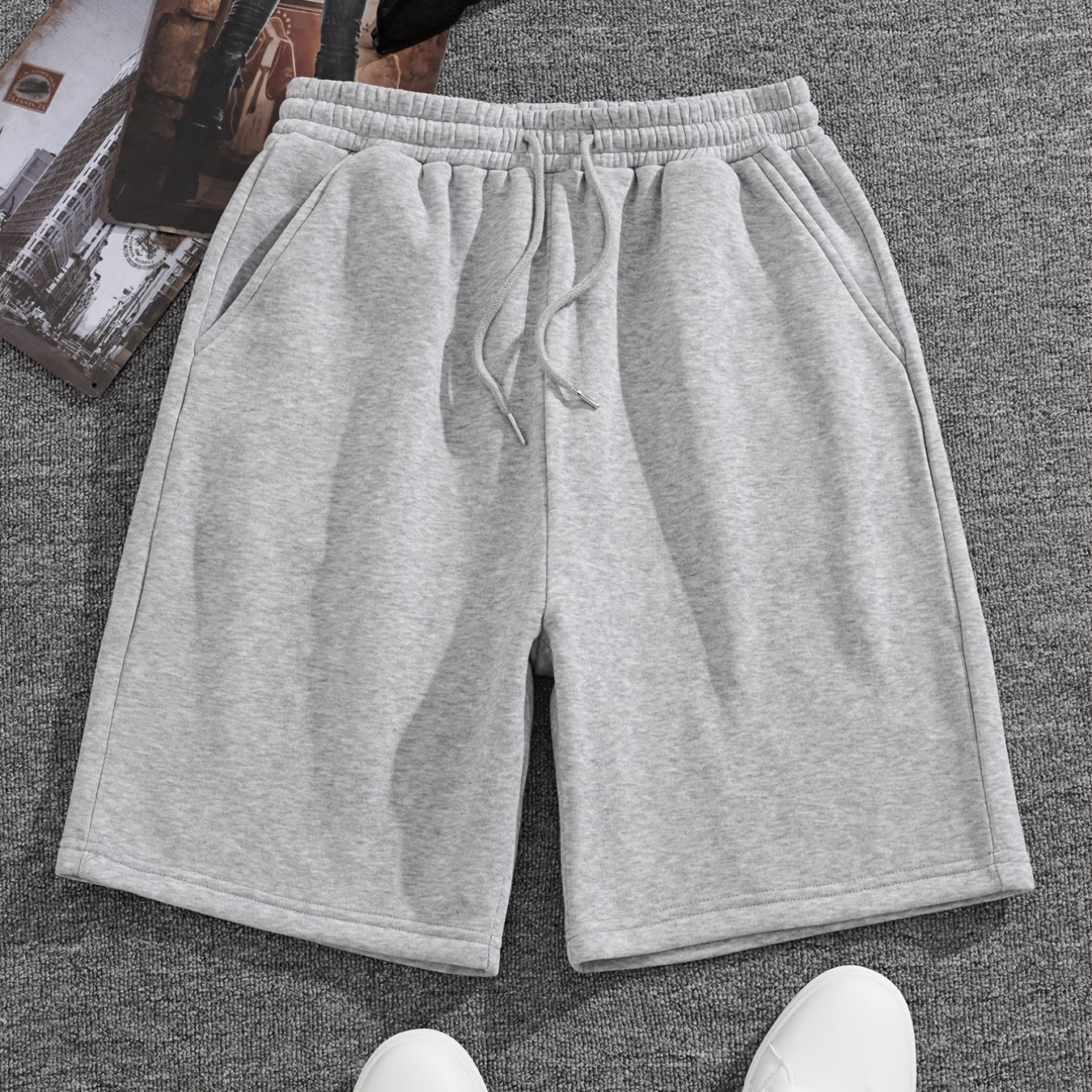 gbolsos   Men's Casual Fleece Drawstrings Shorts For Outdoor Sports, Autumn And Spring