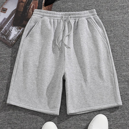 gbolsos   Men's Casual Fleece Drawstrings Shorts For Outdoor Sports, Autumn And Spring