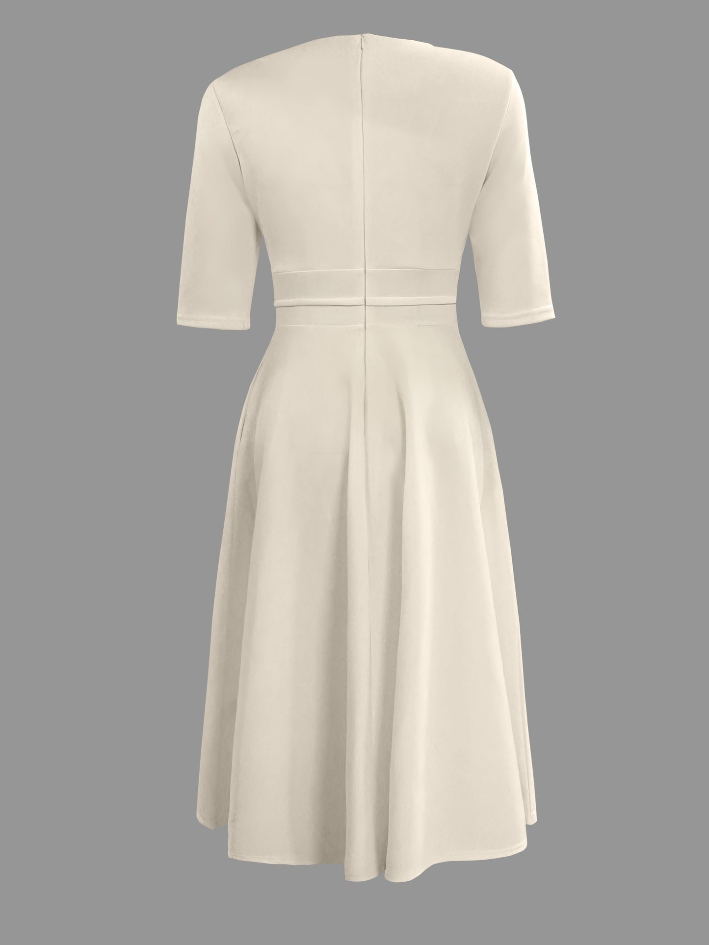 gbolsos  Plunging Solid A-line Dress, Casual Half Sleeve Dress For Spring & Summer, Women's Clothing
