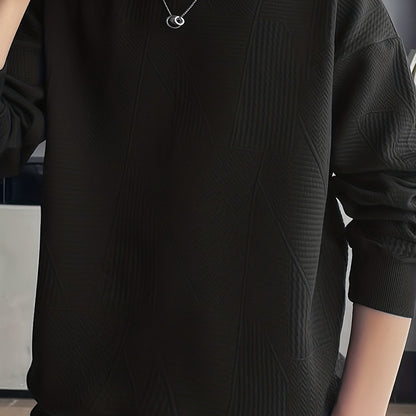 gbolsos  Men's Crew Neck Long Sleeve Sweatshirt, Casual Wear, Solid Pullover, Men's Clothing For Spring Fall Winter