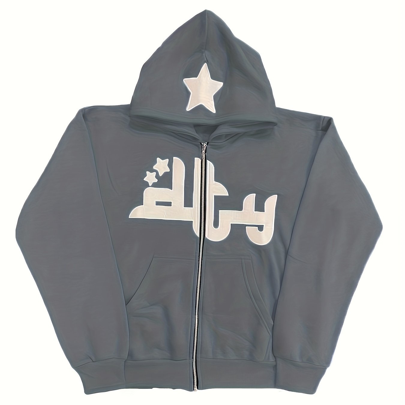 gbolsos  Printed Zip Up Hoodies, Casual Long Sleeve Hip Hop Open Front Sweatshirt, Women's Clothing