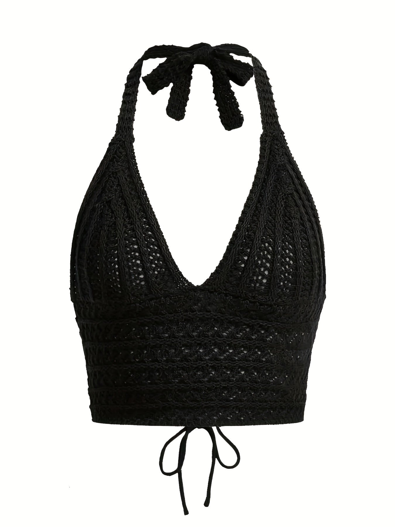 gbolsos   Y2K Crop Sweater Bralette, Halter Neck Casual Sweater, Women's Clothing