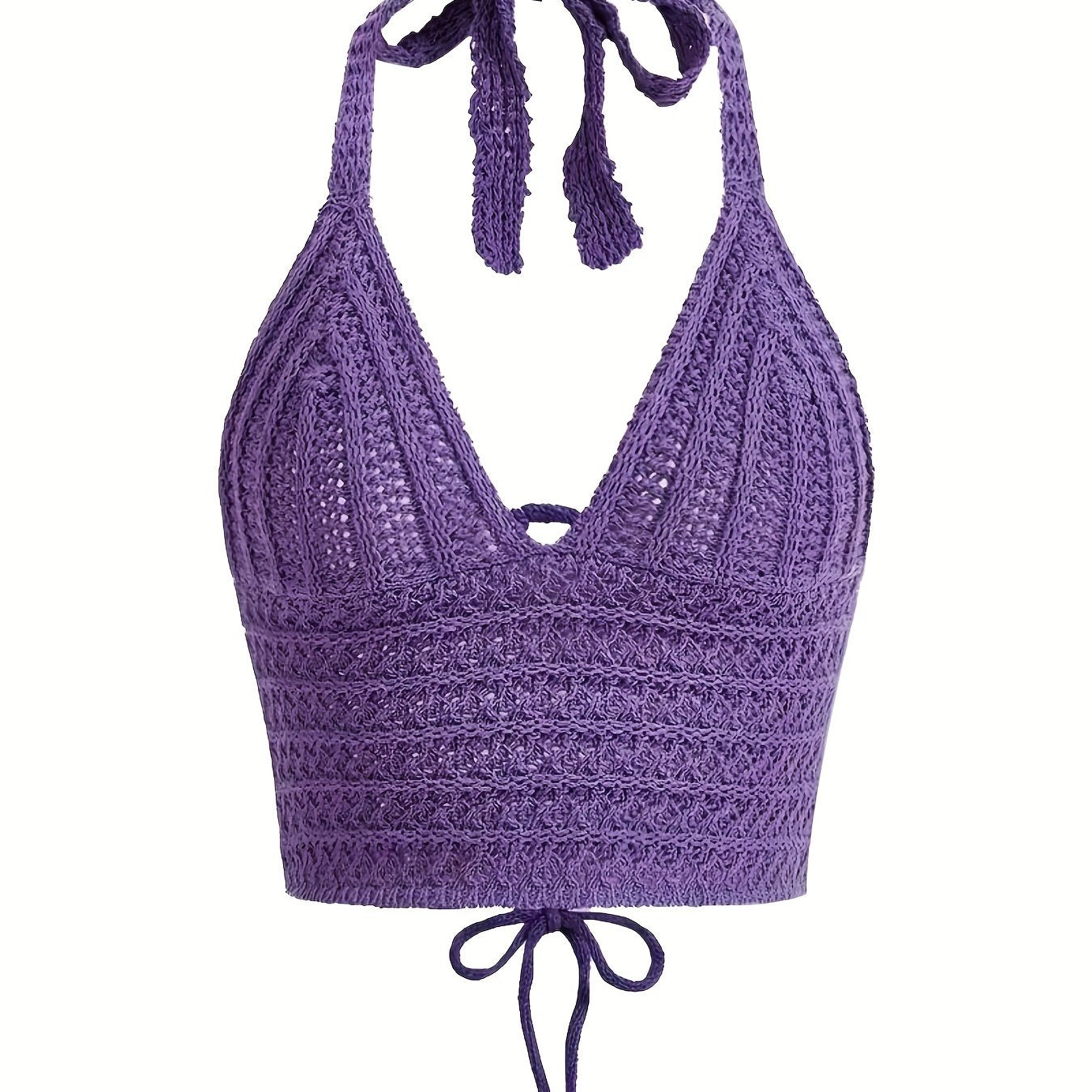 gbolsos   Y2K Crop Sweater Bralette, Halter Neck Casual Sweater, Women's Clothing