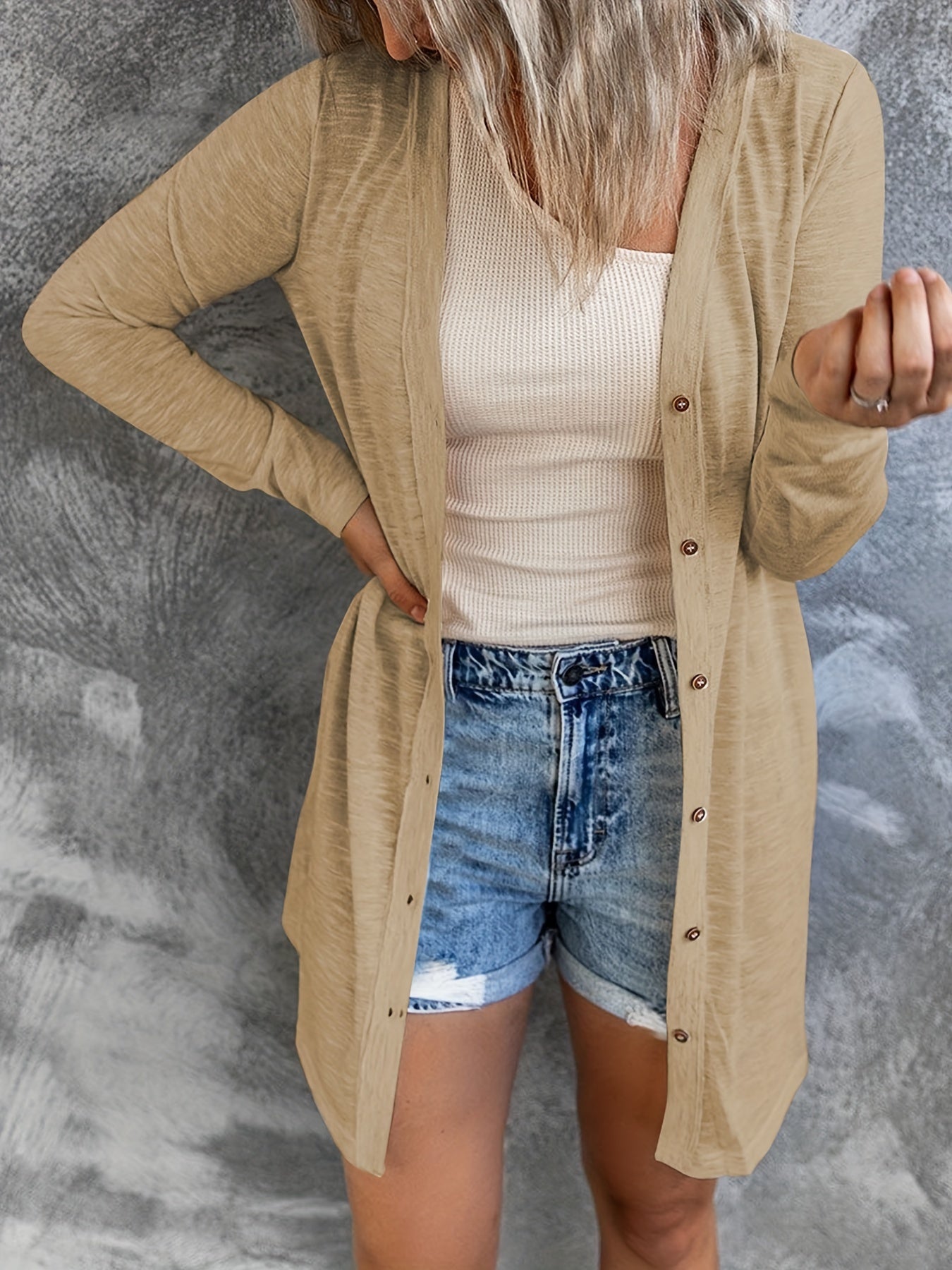 2025 gbolsos  Women's Sheer Long Sleeve Cardigan Fall Button Down Drape Kimono Dusters Lightweight Open Front Cardigan