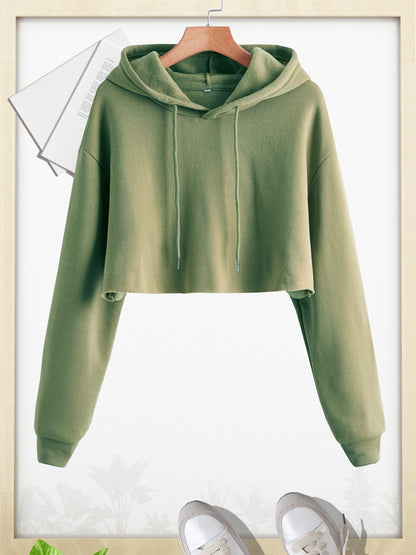 gbolsosWomen Pullover Cropped Hoodies, Long Sleeves Sweatshirts, Casual Basic Hooded Top