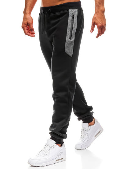 gbolsos Zipper Pocket Joggers, Men's Casual Loose Fit Slightly Stretch Waist Drawstring Pants For The Four Seasons Fitness Cycling
