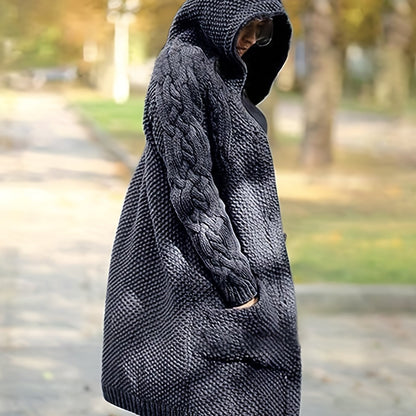 2025 gbolsos  Solid Button Front Hooded Cardigan, Casual Long Sleeve Sweater For Fall & Winter, Women's Clothing