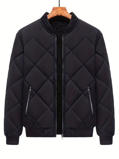gbolsos  Warm Fleece Thickened Jacket, Men's Casual Baseball Collar Zip Up Jacket Coat For Fall Winter