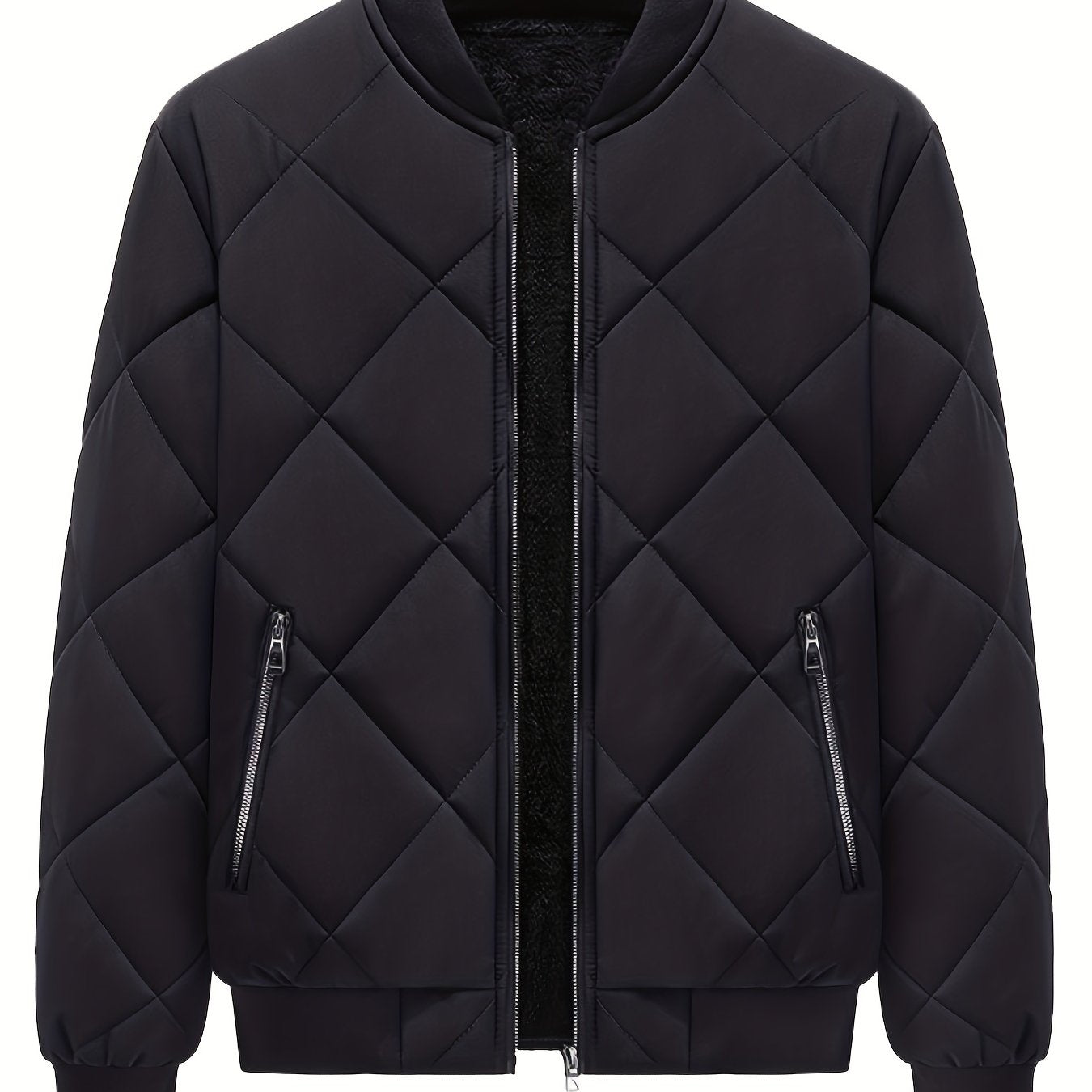 gbolsos  Warm Fleece Thickened Jacket, Men's Casual Baseball Collar Zip Up Jacket Coat For Fall Winter