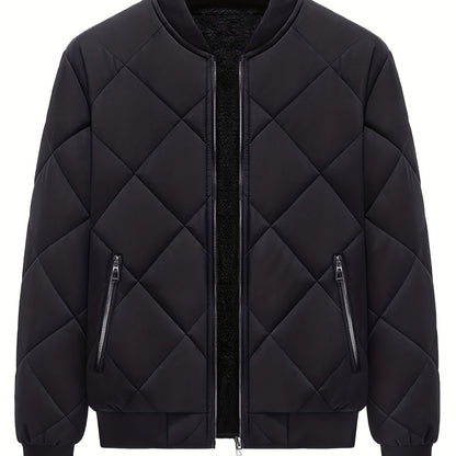 gbolsos  Warm Fleece Thickened Jacket, Men's Casual Baseball Collar Zip Up Jacket Coat For Fall Winter