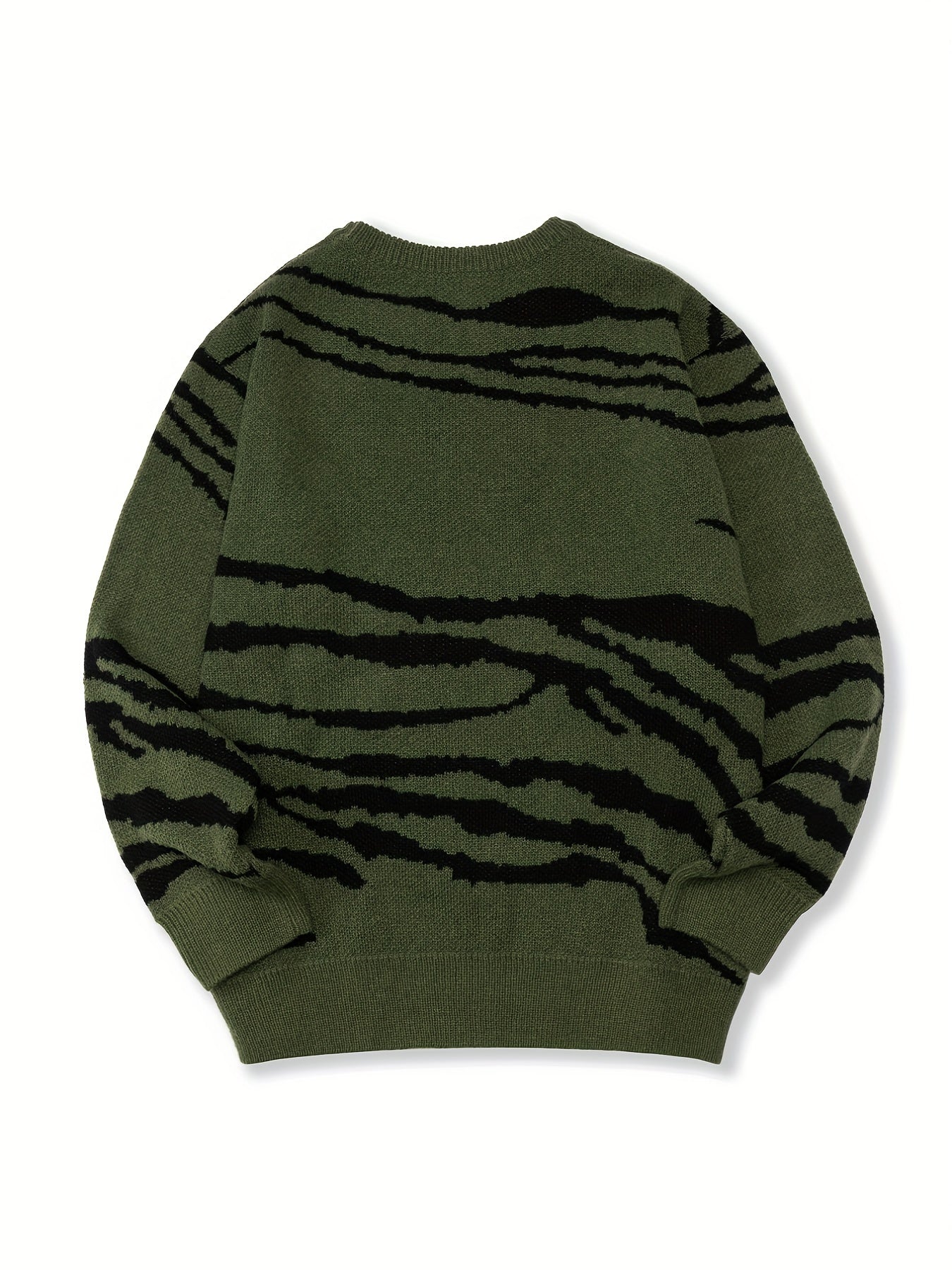 gbolsos  Hot Selling Sweater For Men, Plus Size Men's Zebra Stripe Graphic Print Knit Pullover Sweater For Spring/autumn