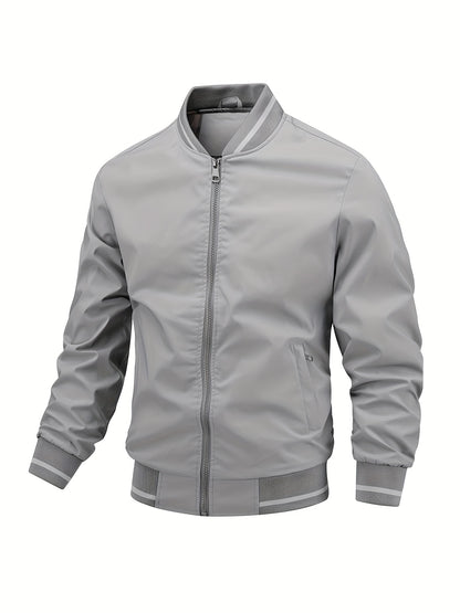 gbolsos  Men's Casual Zipper Long Sleeve Stand Collar Pockets Jackets For Fall & Winter
