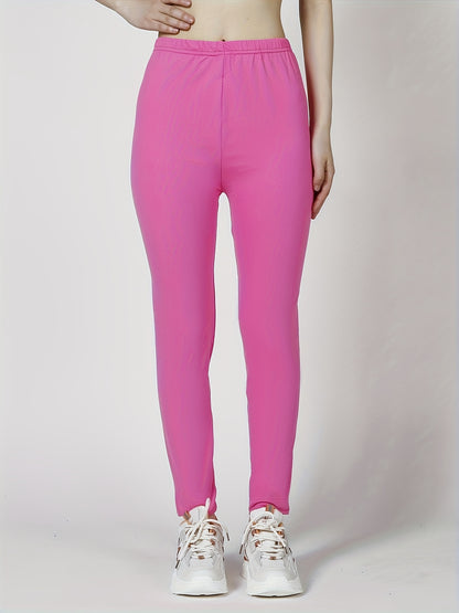 Sexy Solid Simple Leggings, Casual High Waist Elastic Fashion Bottoms Slim Leggings, Women's Clothing
