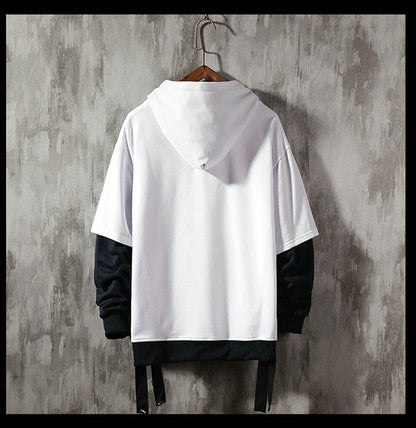GbolsosStreetwear Mens Hoodies Sweatshirts Ribbons Casual Hooded Sweatshirt Men 2021 Spring Pullover Hoodies