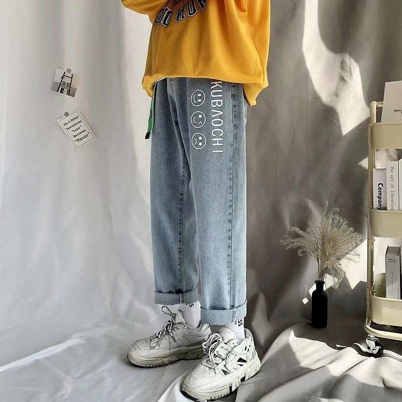 Gbolsos Wide-leg Jeans Men's Autumn Daddy Trend Student Loose Straight-leg Pants Japanese Retro Big Pocket Loose Wild Fashion New W