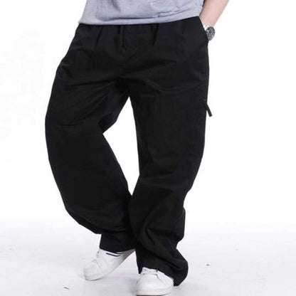 Gbolsos Spring Summer Plus Size Cargo Pants for Men Cotton Casual Joggers Pants Side Pocket Loose Baggy Trousers Streetwear Man Clothes