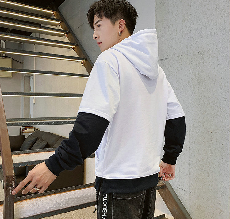 GbolsosStreetwear Mens Hoodies Sweatshirts Ribbons Casual Hooded Sweatshirt Men 2021 Spring Pullover Hoodies