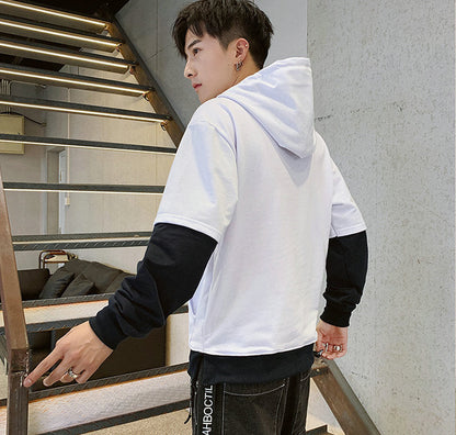 GbolsosStreetwear Mens Hoodies Sweatshirts Ribbons Casual Hooded Sweatshirt Men 2021 Spring Pullover Hoodies