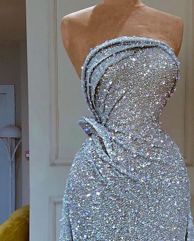 Gbolsos Sequins Evening Dresses Sleeveless Lace Beads Mermaid Prom Gowns Custom Made Special Occasion Dress robe de soiree