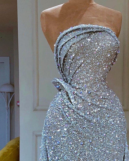 Gbolsos Sequins Evening Dresses Sleeveless Lace Beads Mermaid Prom Gowns Custom Made Special Occasion Dress robe de soiree