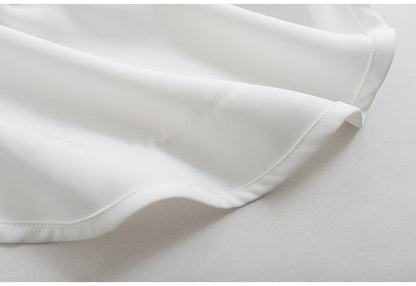 Gbolsos New Chiffon White V-neck Women's Blouses Long Sleeve Spring High Street Shirt Ladies Top Chemisier S-XXL Solid Color