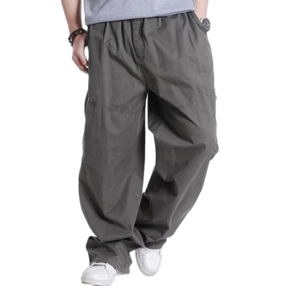 Gbolsos Spring Summer Plus Size Cargo Pants for Men Cotton Casual Joggers Pants Side Pocket Loose Baggy Trousers Streetwear Man Clothes