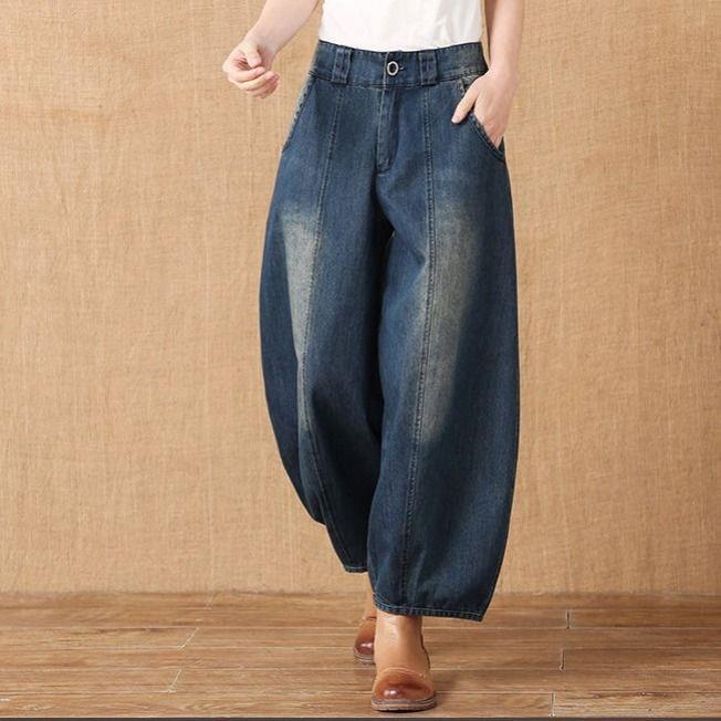 Gbolsos Casual Pants Flare Jeans Woman Women's Wide Trousers Urban Jean Baggy Clothes Spring   Womens Fashion Vintage Clothing Pant