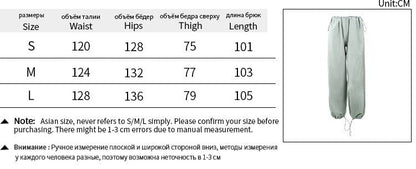 Gbolsos Fashion High Street Cargo Pants Women Casual Sweatpants Solid Loose Trousers Drawstring Waist Wide Leg Pants Y2K Party