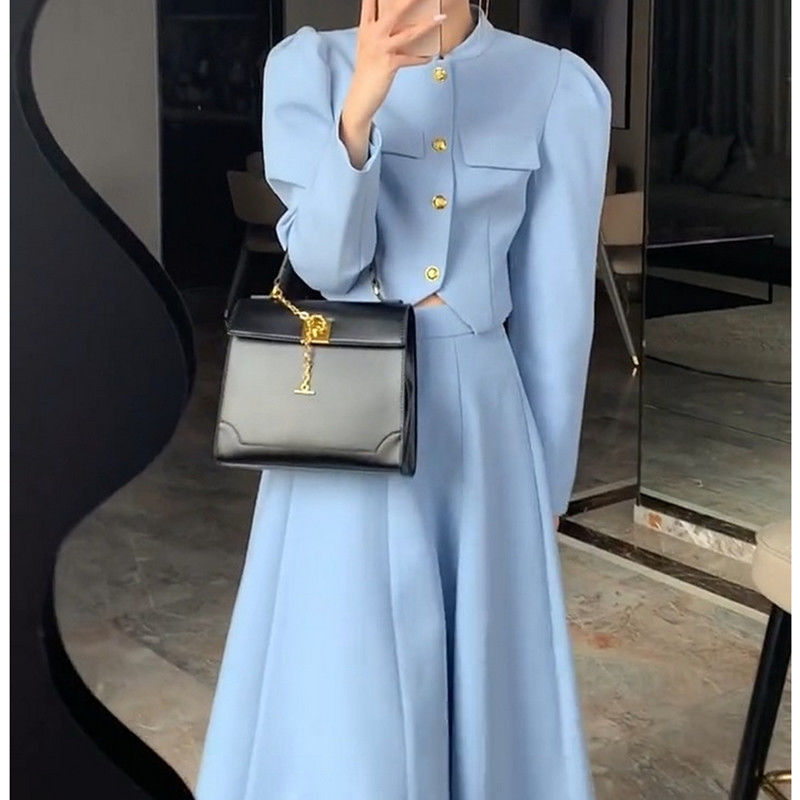 Gbolsos High Quality New Summer Fashion Korean Sweet Elegant 2 Piece Set Women Crop Top Shirt Blouse Midi Skirt Suits Two Piece Outfits