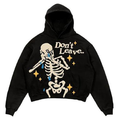 Gbolsos Print Harajuku Street Embroidery Y2K American Retro Comic  Loose Hooded Sweater Loose Autumn Trend Sweater Couple Jacket