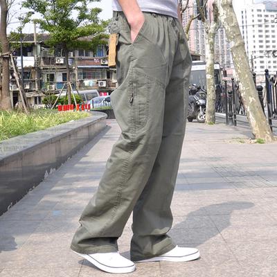 Gbolsos New Arrival Fashion Summer Men Casual Pants Loose Thin Cotton Overalls Straight Full Length Large Plus Size L-3XL4XL5XL6XL