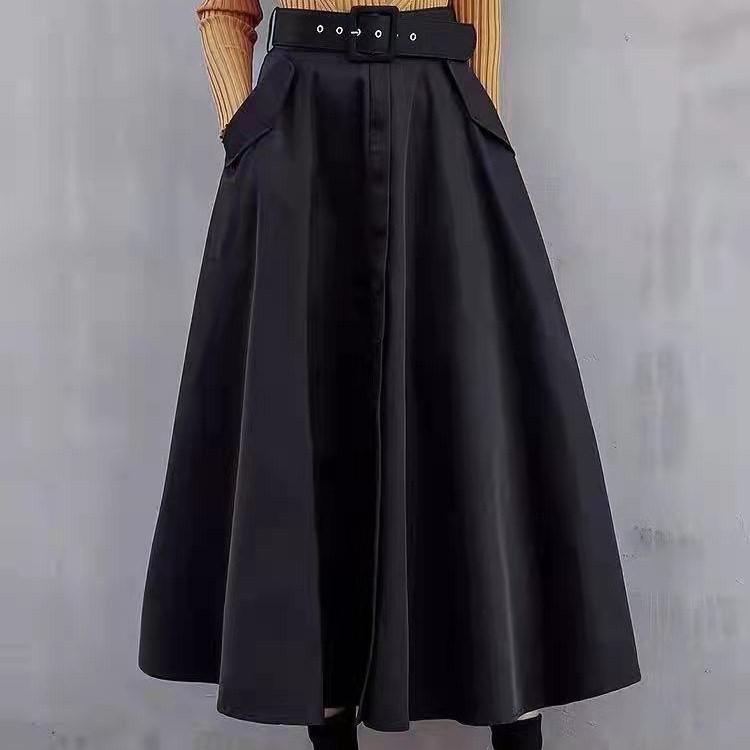 Gbolsos Women's Autumn and Winter High Waist Retro Skirt Long Skirts Woman Fashion Y2k Vintage Clothing Preppy Style Gothic Clothes