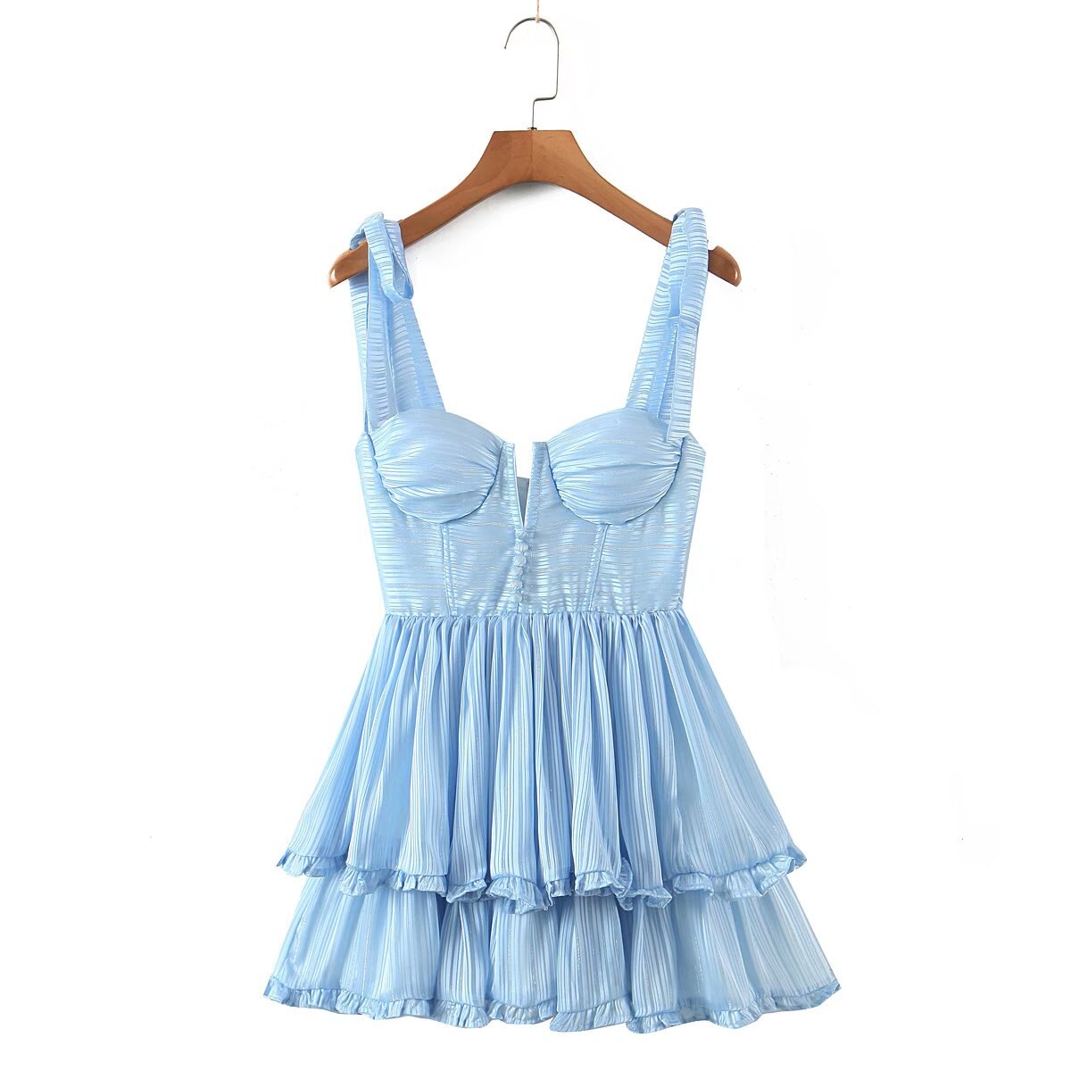 Gbolsos Fashion Women Spaghetti Strap Ruffle Cake Chiffon Dress Sexy Ladies Floral Print Holiday Party Mini Dress Summer Robe