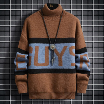 Gbolsos Autumn and Winter New Men's Fashion Casual Assorted Printed Sweater Men's Casual Slim Thicken Warm High-Quality Sweater 3XL
