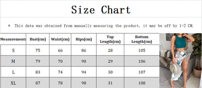 Gbolsos Summer Beach Style Sexy Drawstring Ruched Top & Floral Print High Slit Skirt Set Women Tank Tops Midi Dress Daily Wear