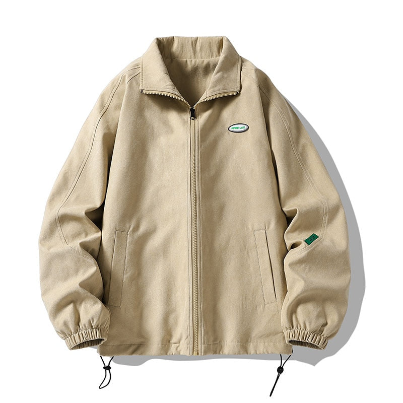 Gbolsos Spring Oversize Bomber Jacket Men Vintage Baggy Coat Fashion Korean Streetwear Zip Up Outerwear Clothing Tops Male Plus Size