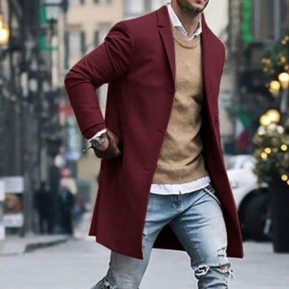 Gbolsos Autumn Winter Mens Jacket Male Overcoat Casual Solid Slim Coats Long Cotton Coat Streetwear