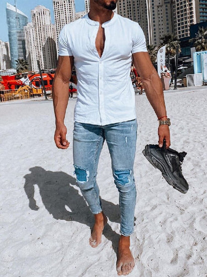 GbolsosCasual Men Jeans Spring New Fashion Ripped Patchwork Skinny Denim Trouser For Mens 2022 Harajuku Slim Fit Pencil Pant Streetwear